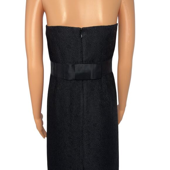 Ann Taylor Black Strapless Wool Blend Dress 10P Empire Waist Grosgrain Back Bow - Picture 7 of 13